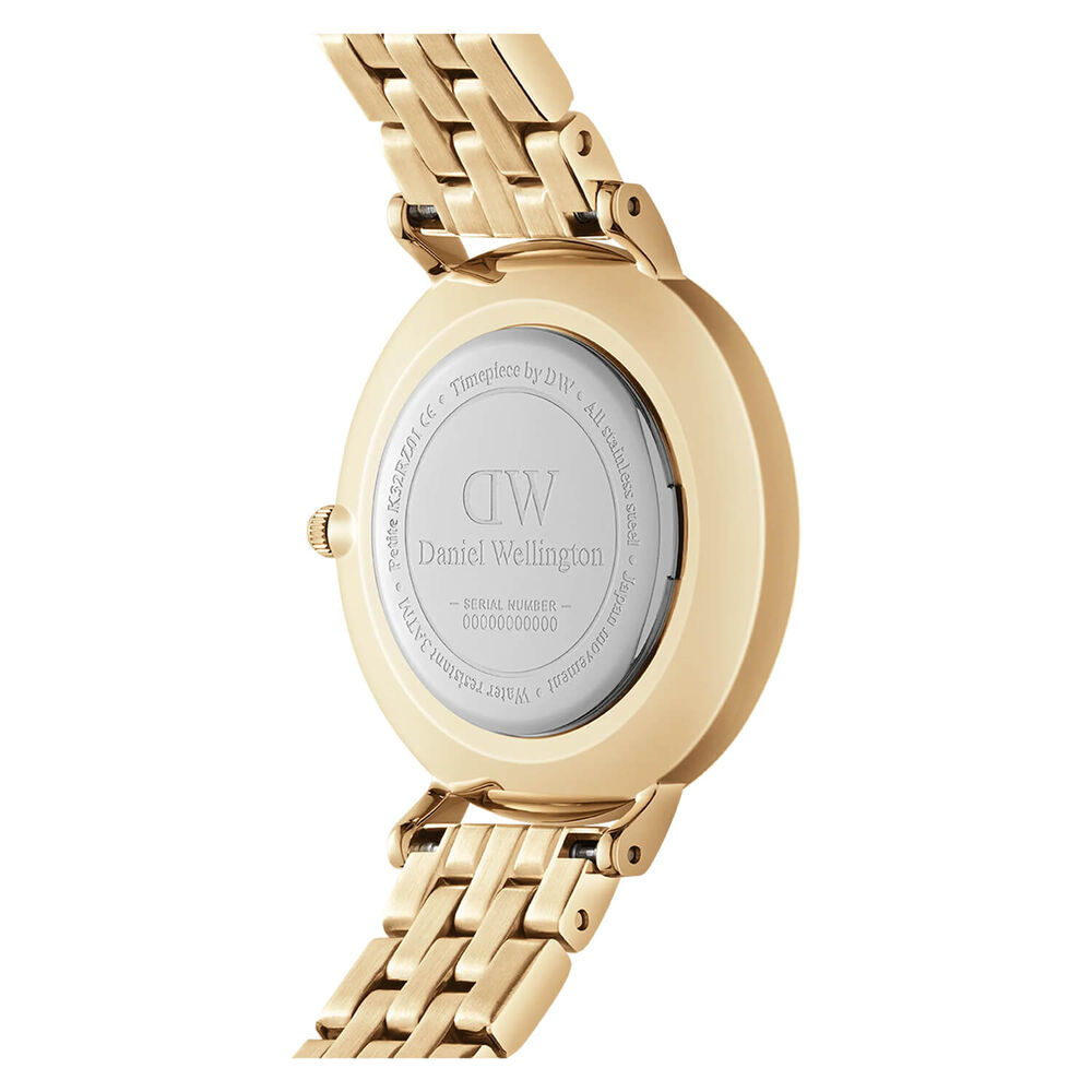 Daniel Wellington Petite 5-Link Evergold 28mm White Dial Gold Plated Steel Bracelet Watch image number 2