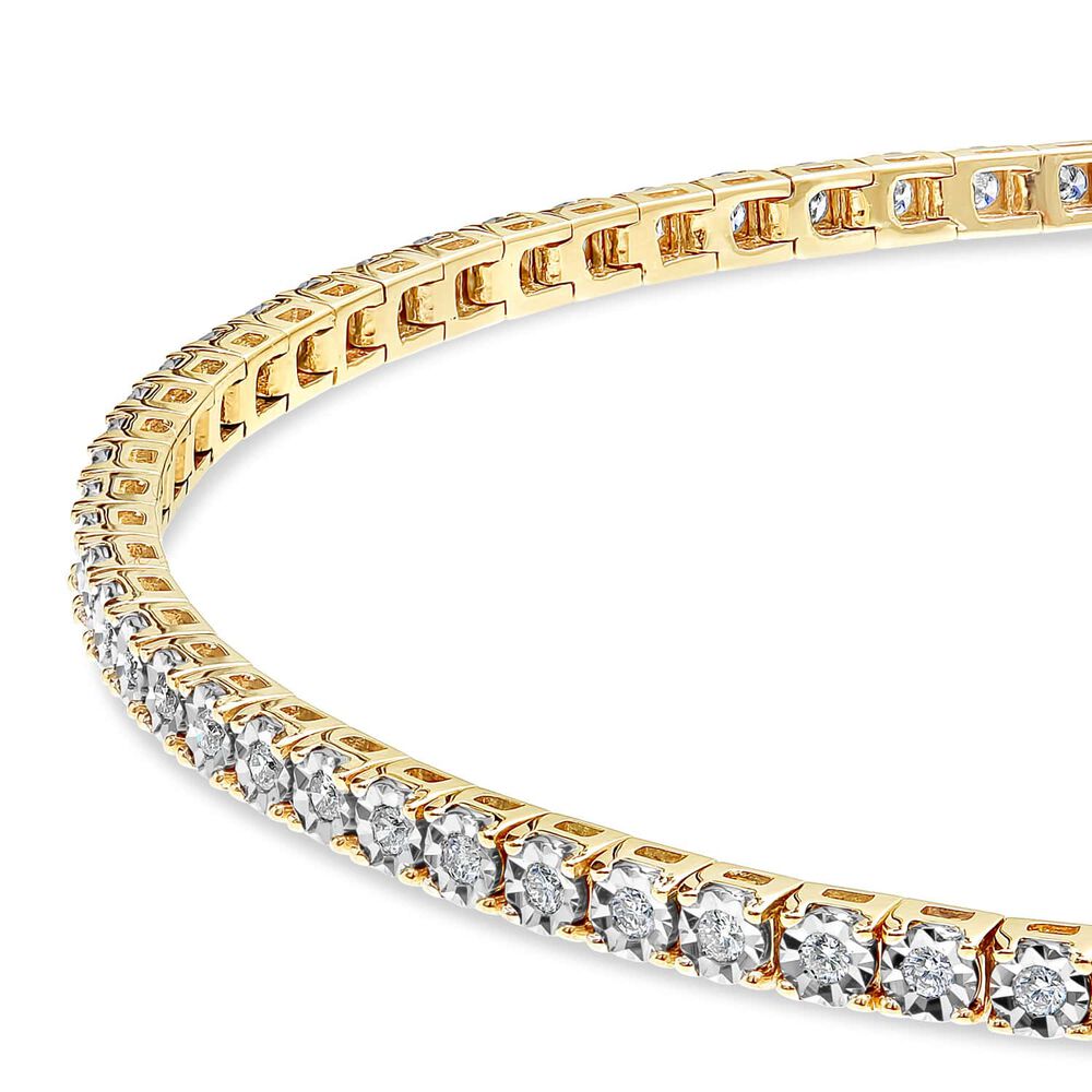 9ct Yellow Gold 1.00ct Diamond Tennis Bracelet image number 1