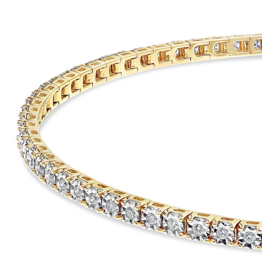 9ct Yellow Gold 1.00ct Diamond Tennis Bracelet