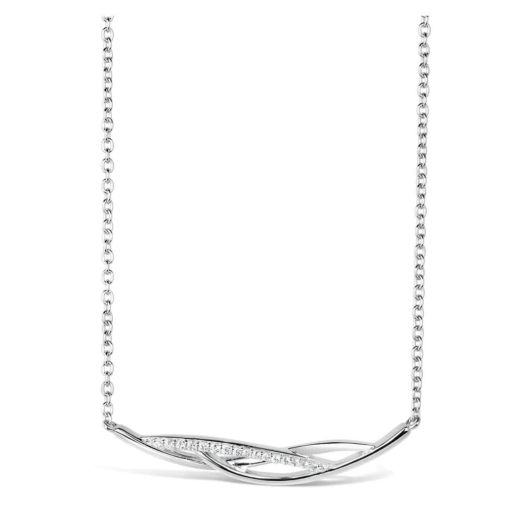 Sterling Silver 3-Strand Cubic Zirconia Curved Necklace image number 0
