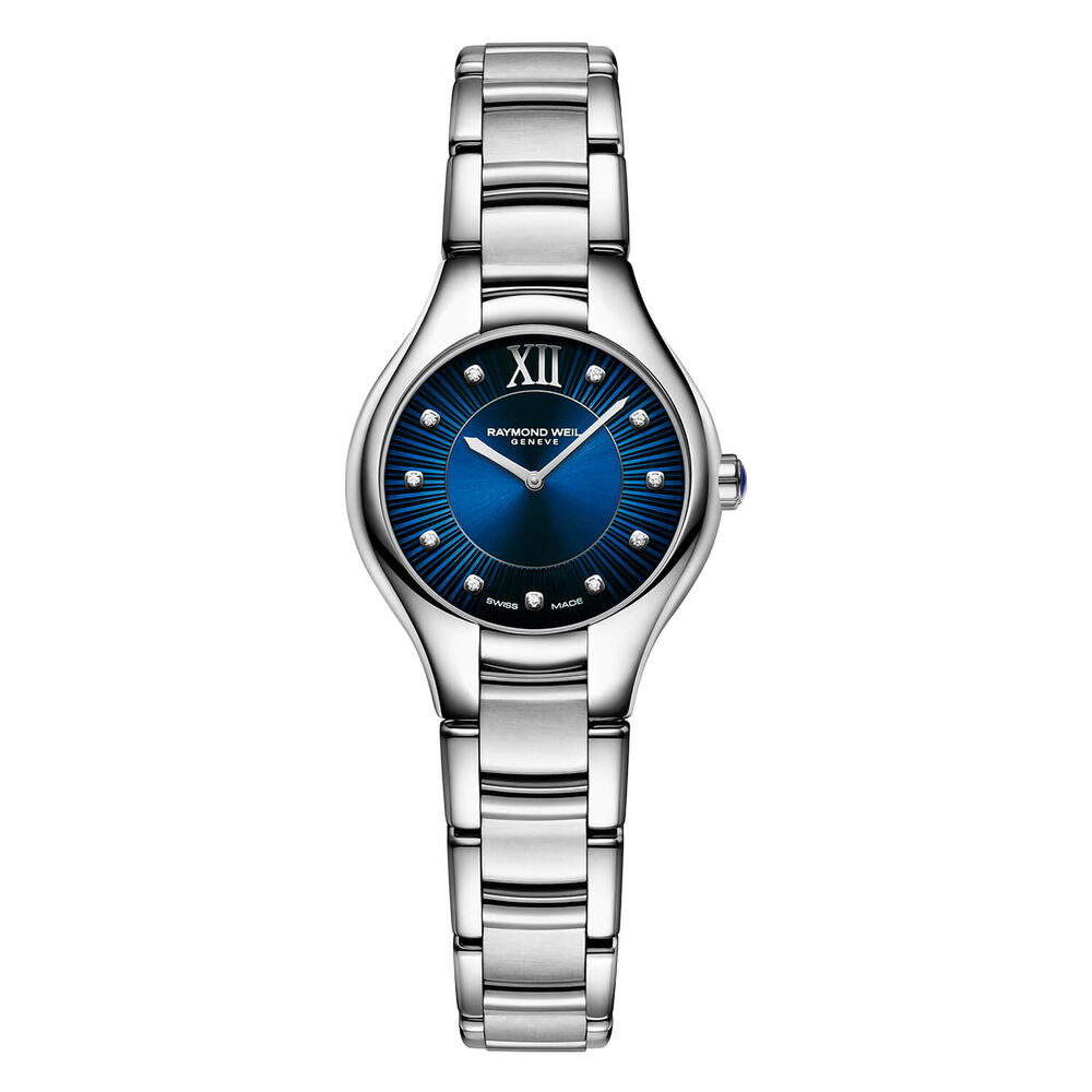 Raymond Weil Noemia 24mm Blue Dial Diamond Dot Steel Case Watch