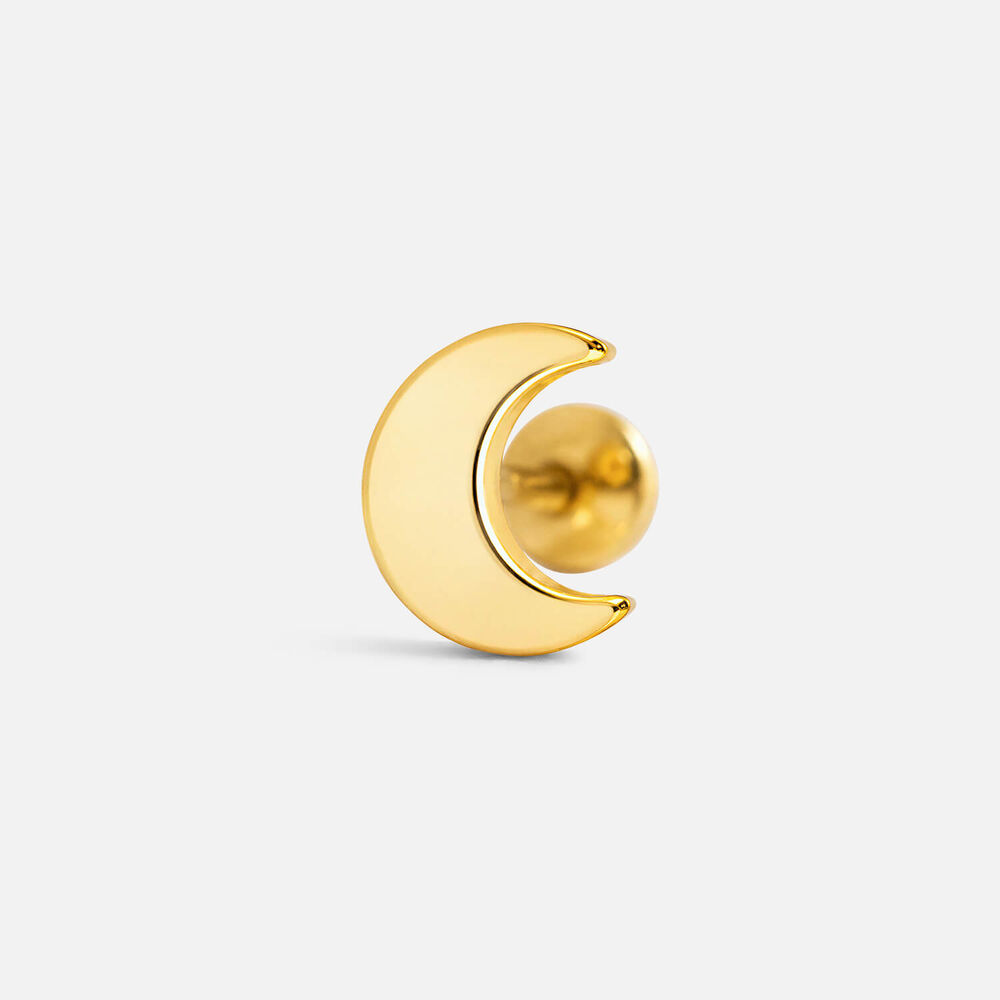 Yellow Gold Plated Vermeil Sterling Silver Plain Half Moon Single Stud Earring