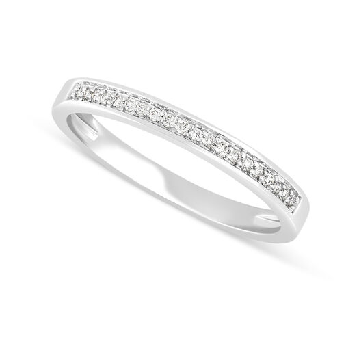 Mystere Ladies' 18ct White Gold Diamond 2.1mm Wedding Ring