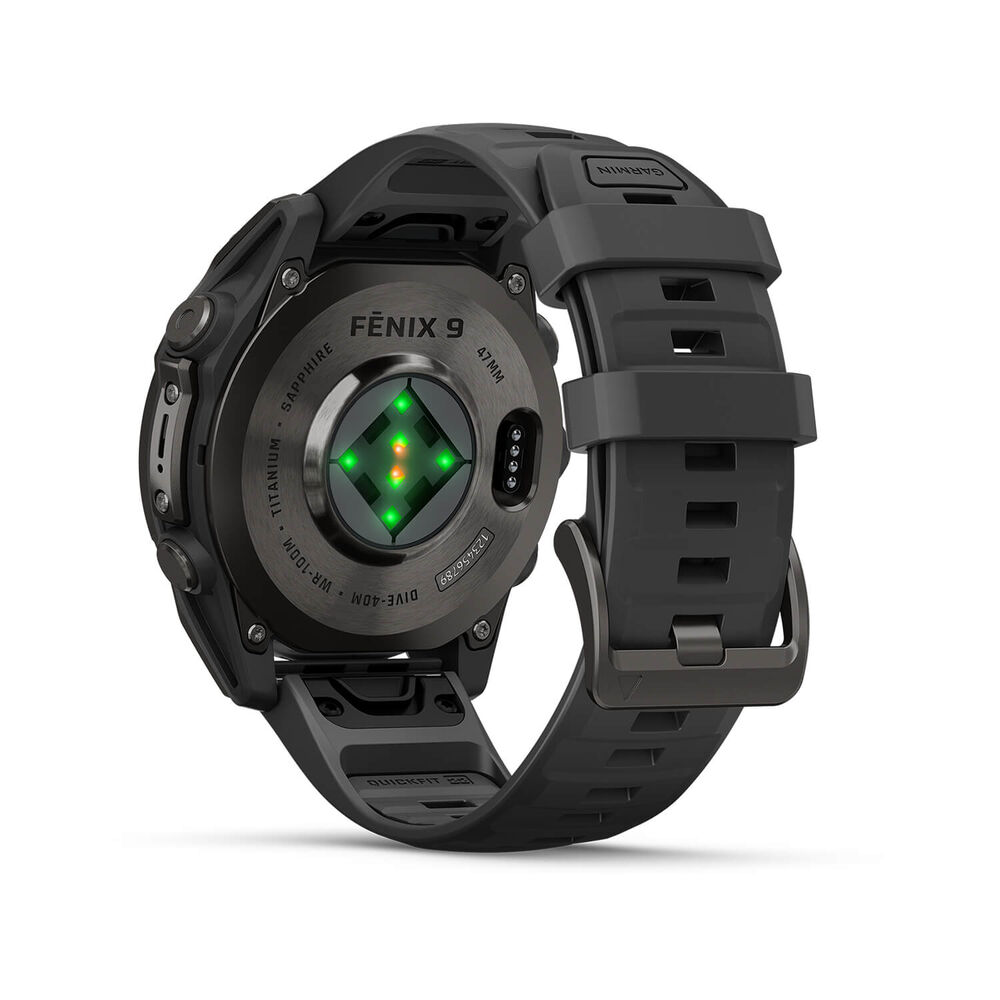 Garmin fenix 9 47mm Carbon Grey DLC Titanium Black Silicone Strap Watch