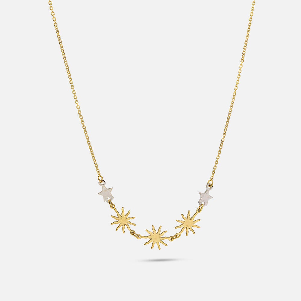 9ct Yellow & White Gold Sun & Star Necklet