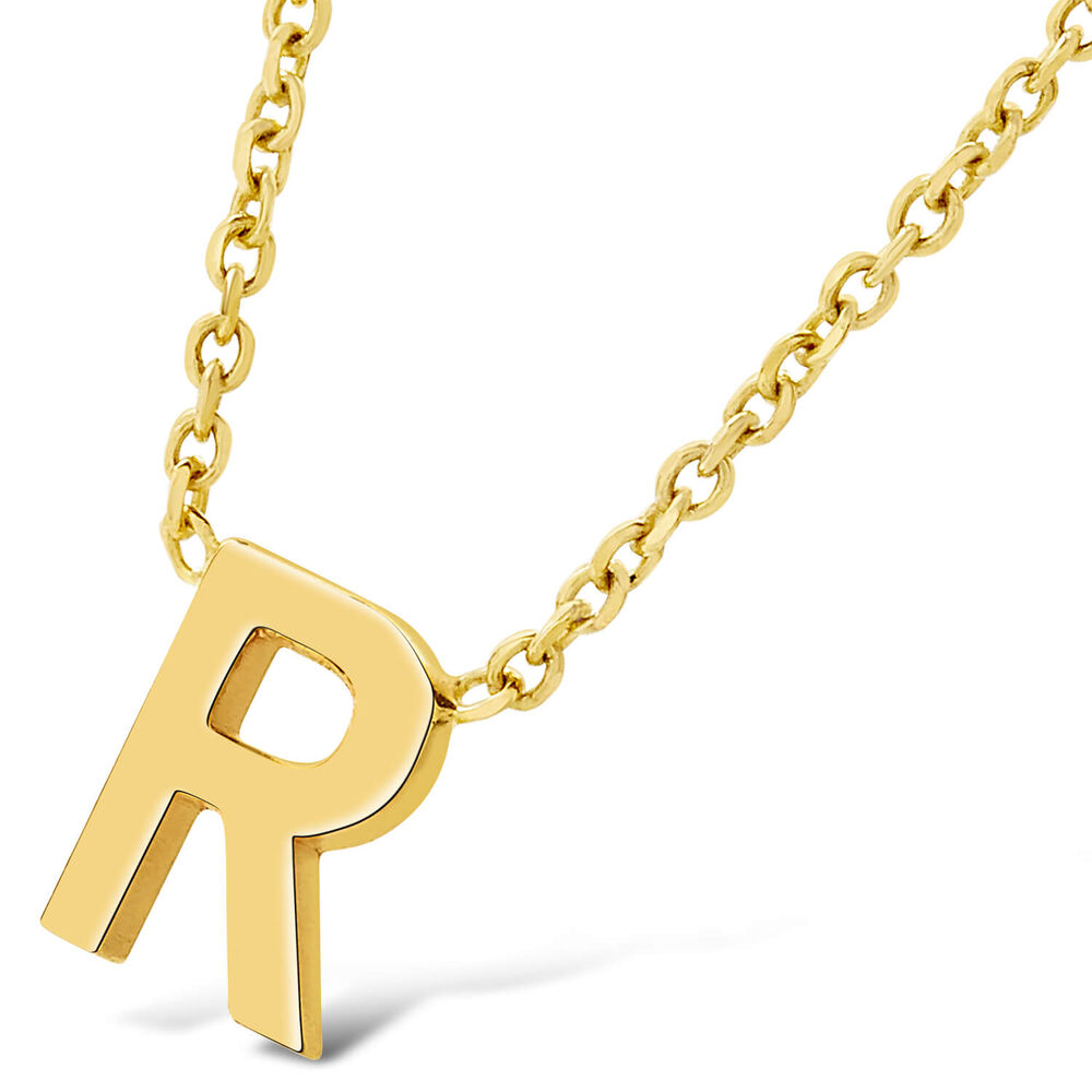 9 Carat Yellow Gold Petite Initial R Necklet (Chain Included)