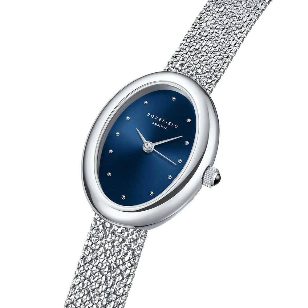 Rosefield Ovale 22x29mm Indigo Blue Dial Stainless Steel Bracelet Watch