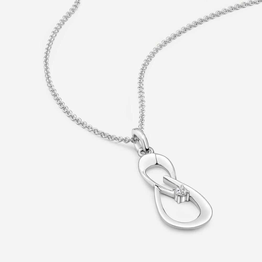 Sterling Silver Cubic Zirconia Open Double Loop Pendant
