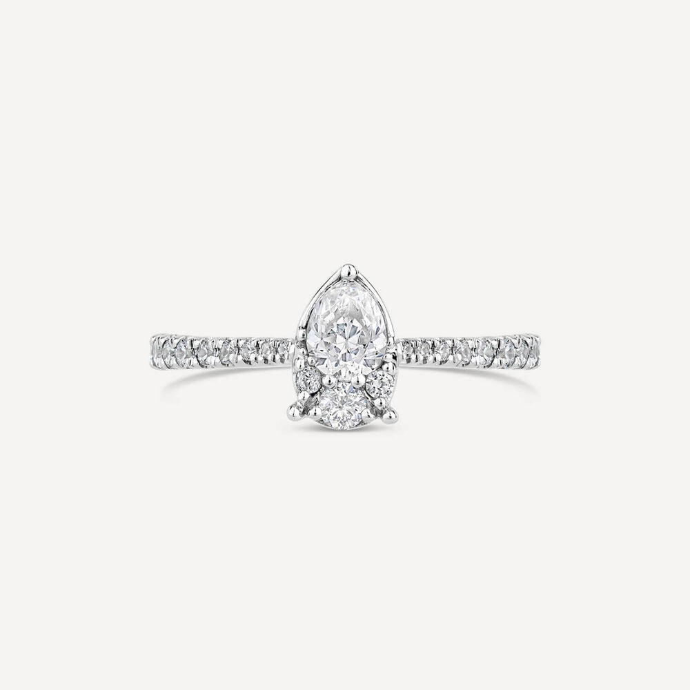Kathy De Stafford 18ct White Gold ‘Elodie’ Pear Illusion Stone Set Shoulders 0.45 Carat Ring