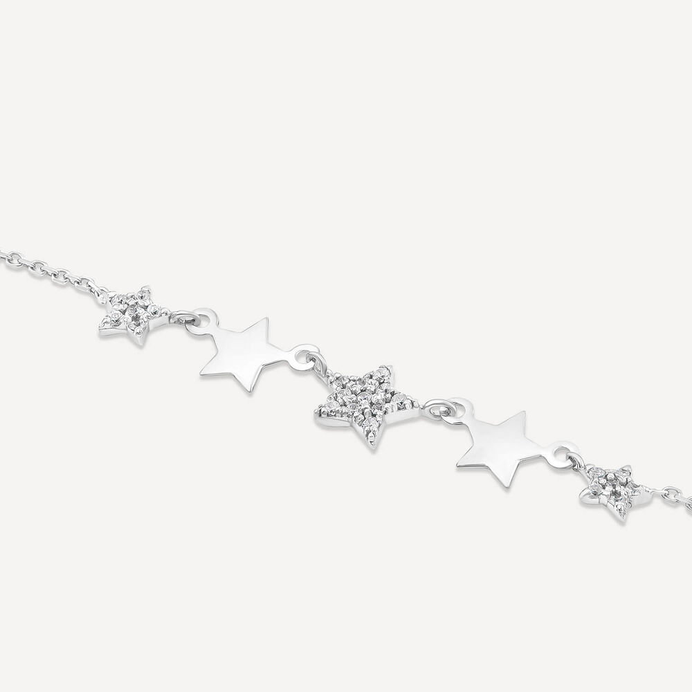 9ct White Gold Polished & Cubic Zirconia Stars Bracelet image number 2