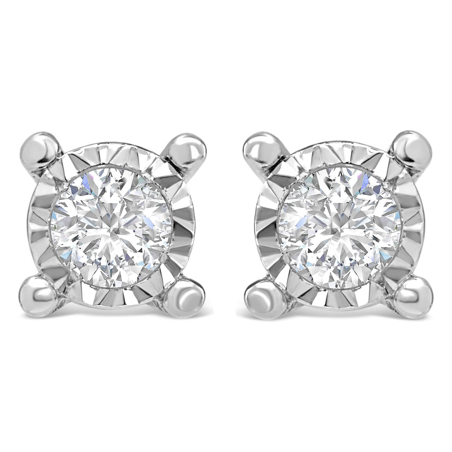 9ct White Gold Diamond Stud Earrings