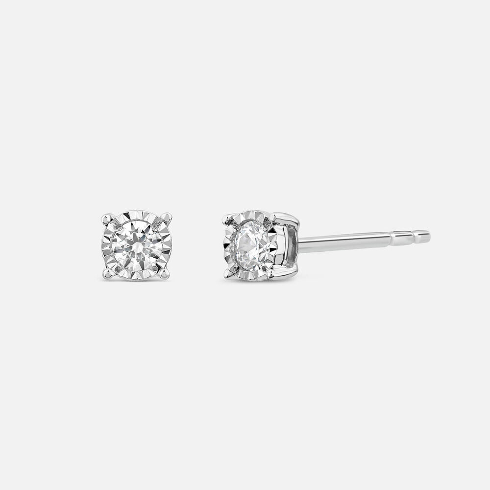 9ct White Gold 0.12ct Diamond Solitaire Stud Earrings