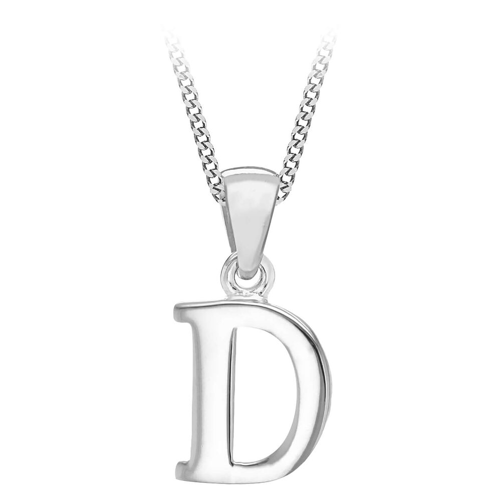 Sterling Silver Block Initial D Pendant image number 0