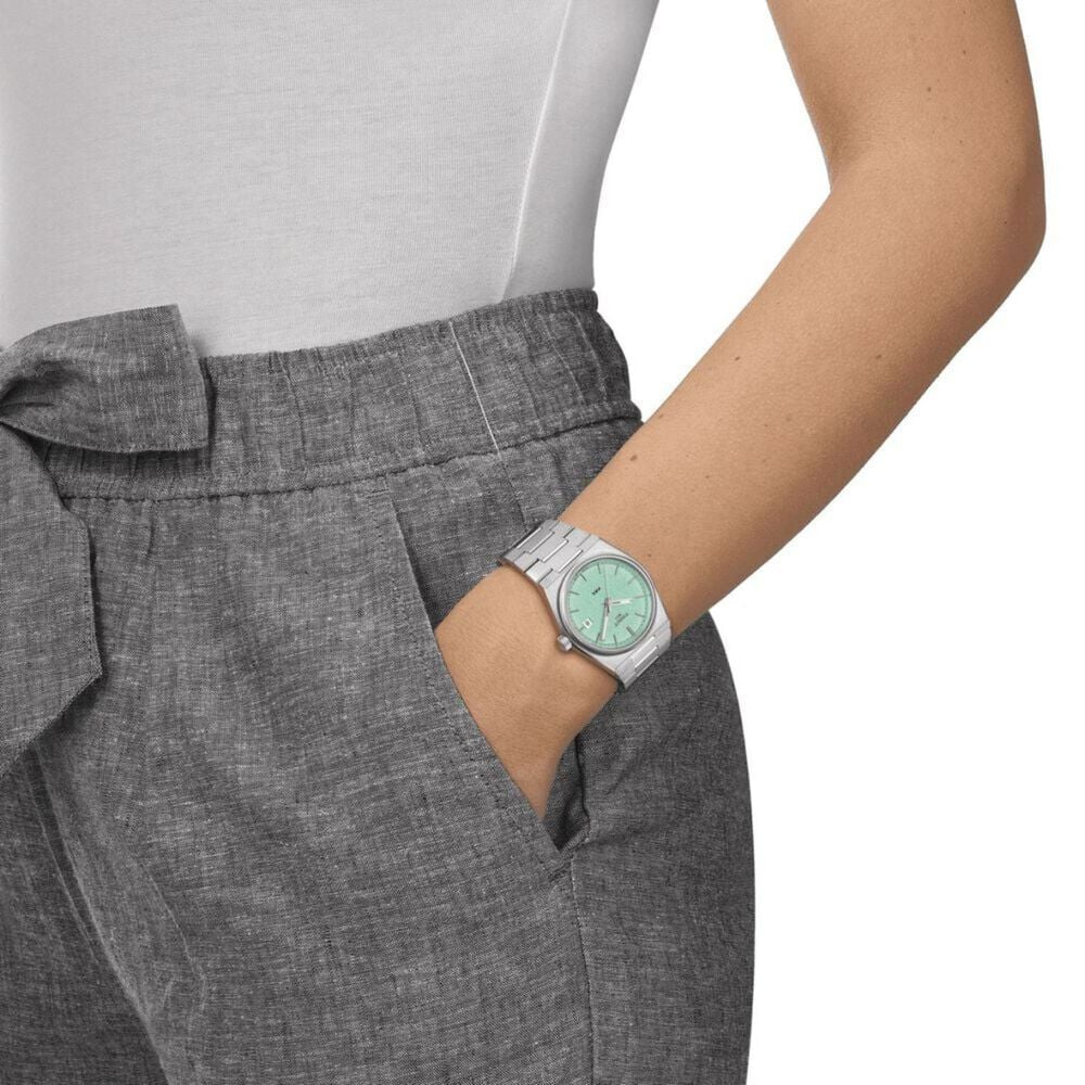 Tissot PRX Quartz 35mm Mint Blue Dial Steel Case Bracelet Watch image number 3