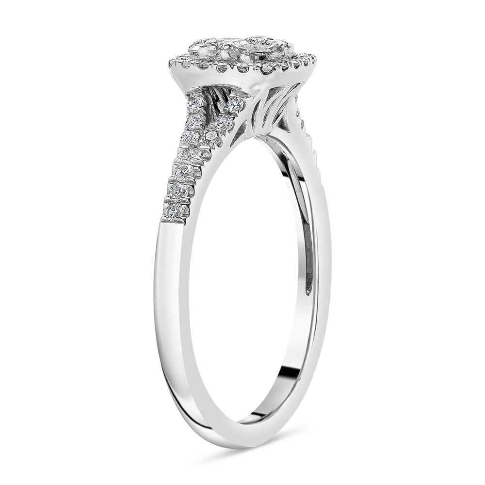 Platinum 0.50ct Diamond Cushion Cluster Split Shoulder Ring image number 3
