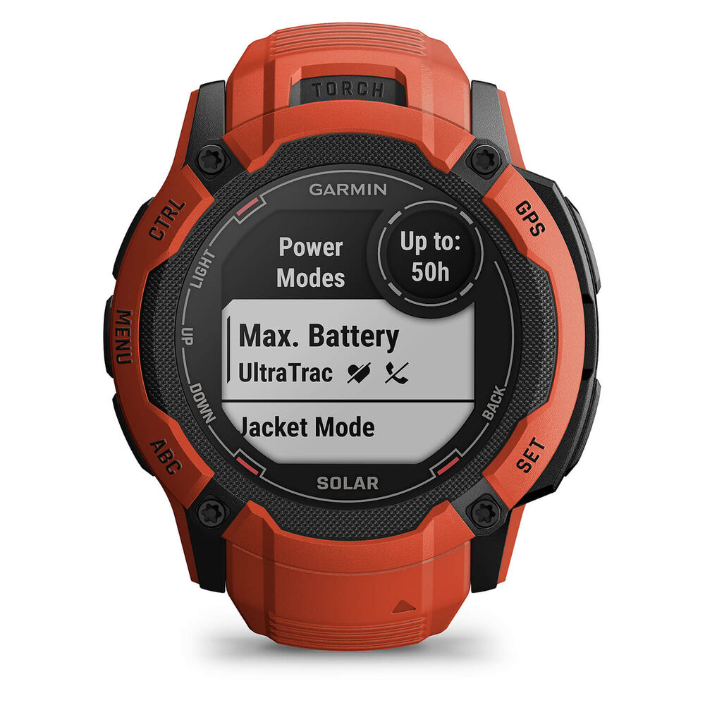 Garmin Instinct 2x Solar Flame Red 50mm Silicone Strap Watch image number 7