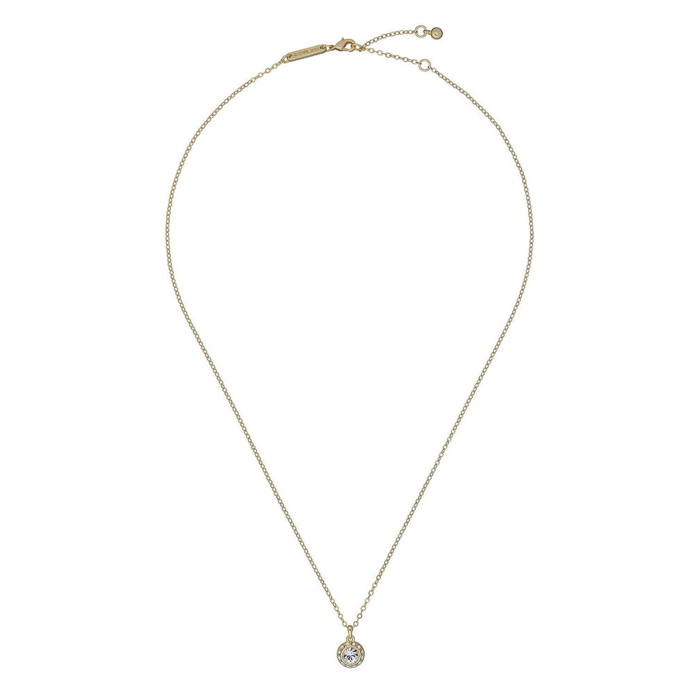 Ted Baker Soltell Yellow Gold Plated Solitaire Sparkle Crystal Round Pendant Necklace image number 0
