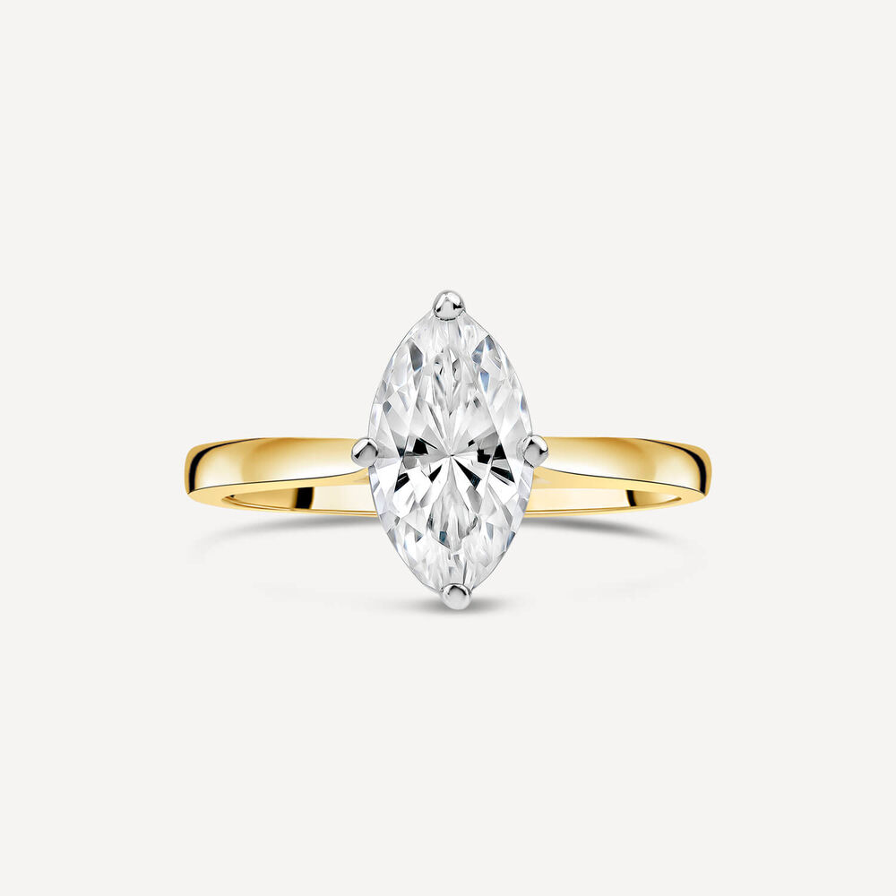Born 18ct Yellow Gold 1.00ct Marquise Solitaire Diamond Ring image number 1