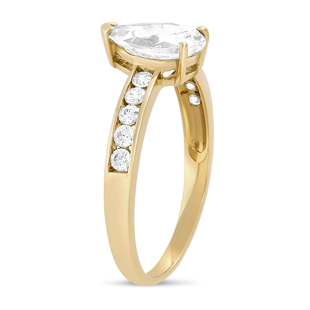 9ct Yellow Gold Pear Shaped Cubic Zirconia Dress Ring image number 3