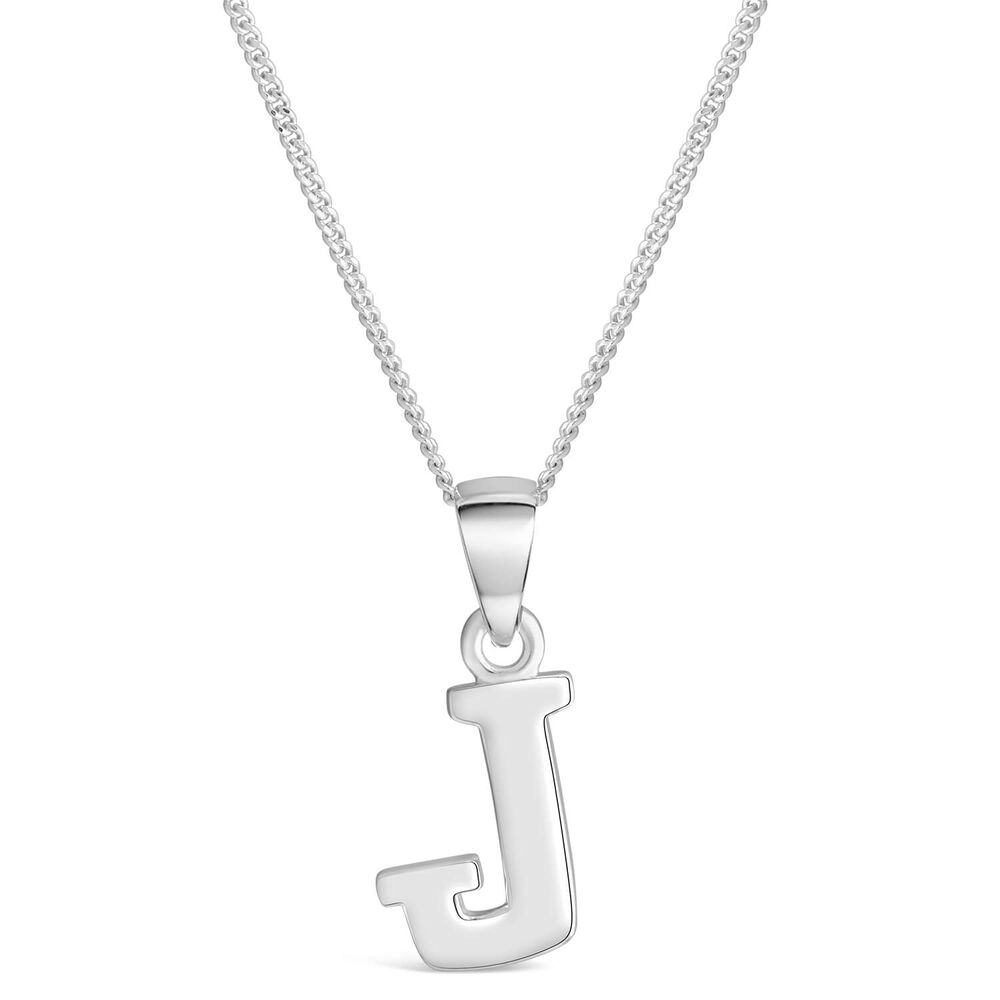 Sterling Silver Block Initial J Pendant image number 0