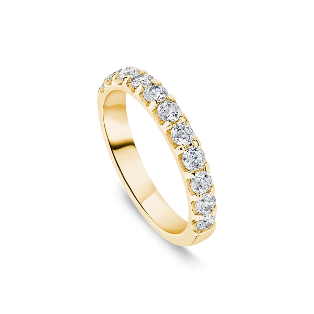 9ct Yellow Gold 3mm 0.75ct Diamond Split Claw Wedding Ring- (Special Order)