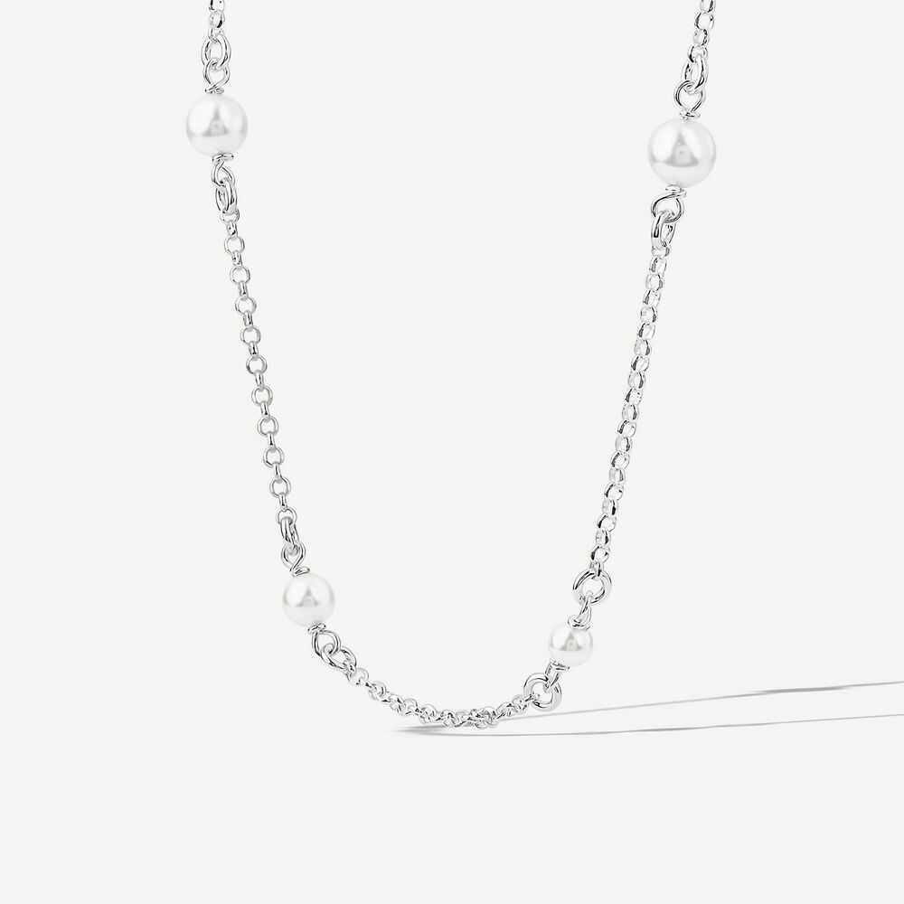 Sterling Silver Pearl Station Necklet image number 1