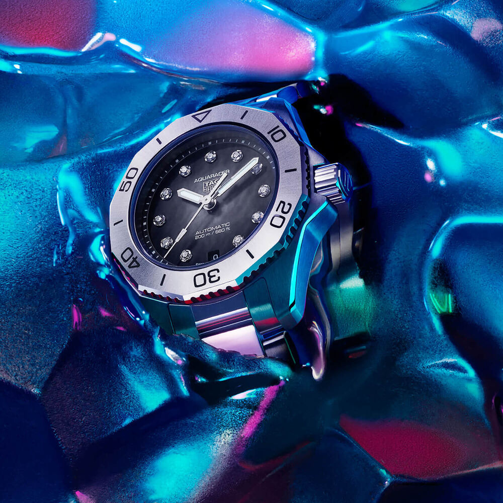 TAG Heuer Aquaracer Professional 200 Automatic 30mm Black Diamond Smokey Dial Bracelet Watch