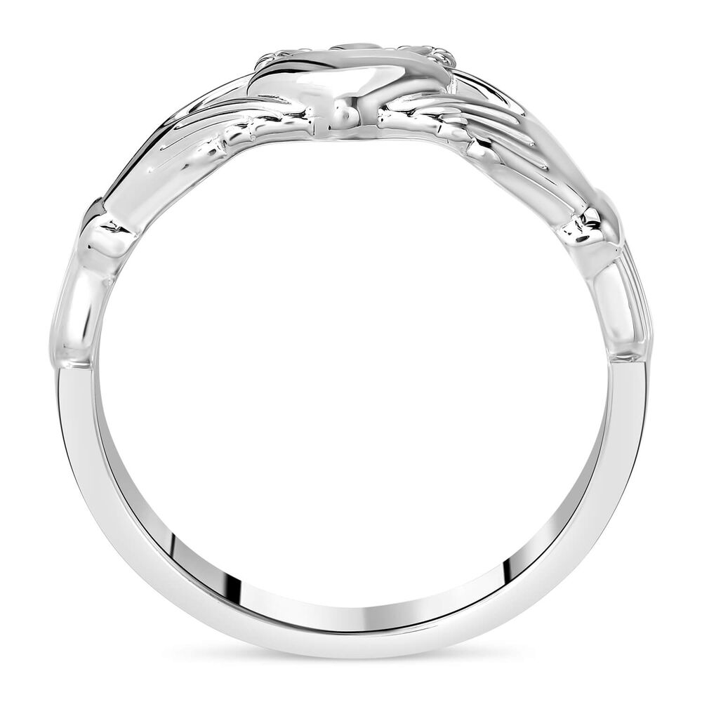 Sterling Silver Puffed Heart Ladies Extra Heavy Claddagh Ring image number 2