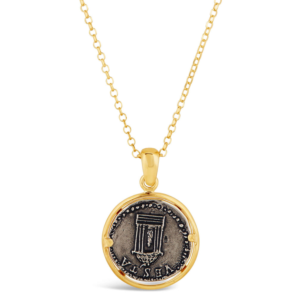 Sterling Silver and Yellow Gold Plated Vintage Coin Ladies Pendant Necklace (Chain Included)