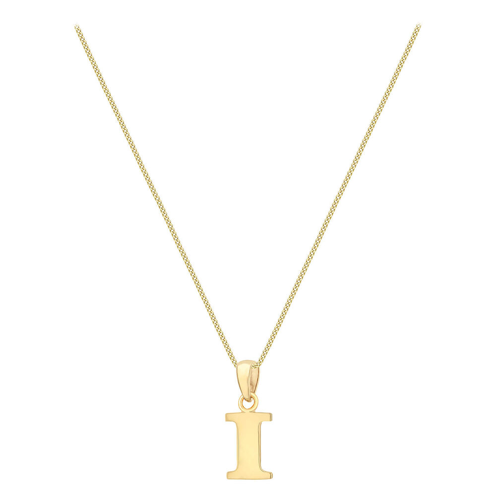 9ct Yellow Gold Plain Initial I Pendant  (Chain Included) image number 1