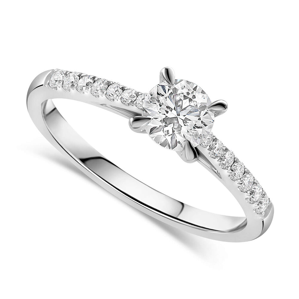 Platinum 0.64ct Amia Diamond Solitaire & Shoulders Ring