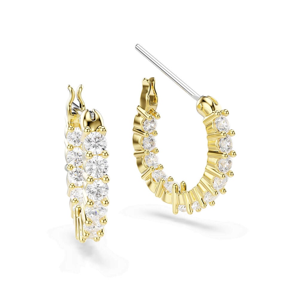 Swarovski Matrix Vittore Cubic Zirconia 18ct Yellow Gold FInished Hoop Earrings