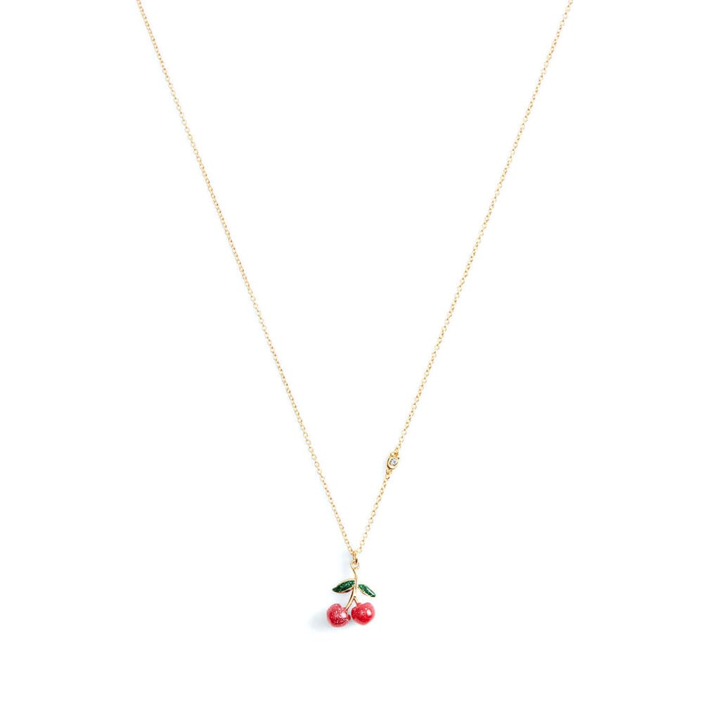 Coach Signature Gold Tone Brass Cherry Pendant Necklace