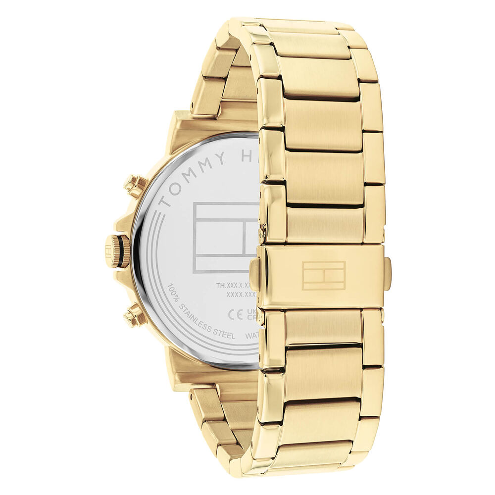 Tommy Hilfiger 44mm Chronograph Black Dial Yellow Gold IP Steel Bracelet Watch image number 2