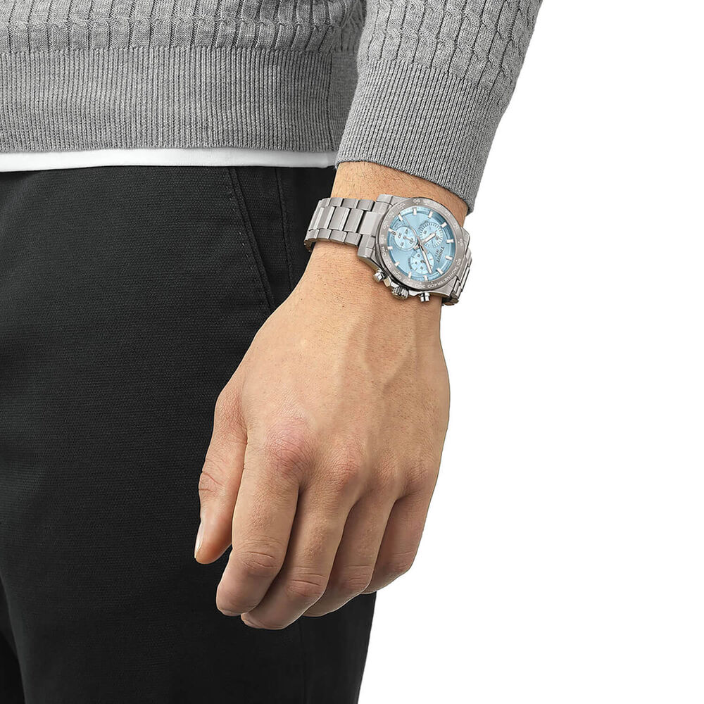 Tissot Supersport Chrono 42mm Ice Blue Dial Steel Bracelet Watch