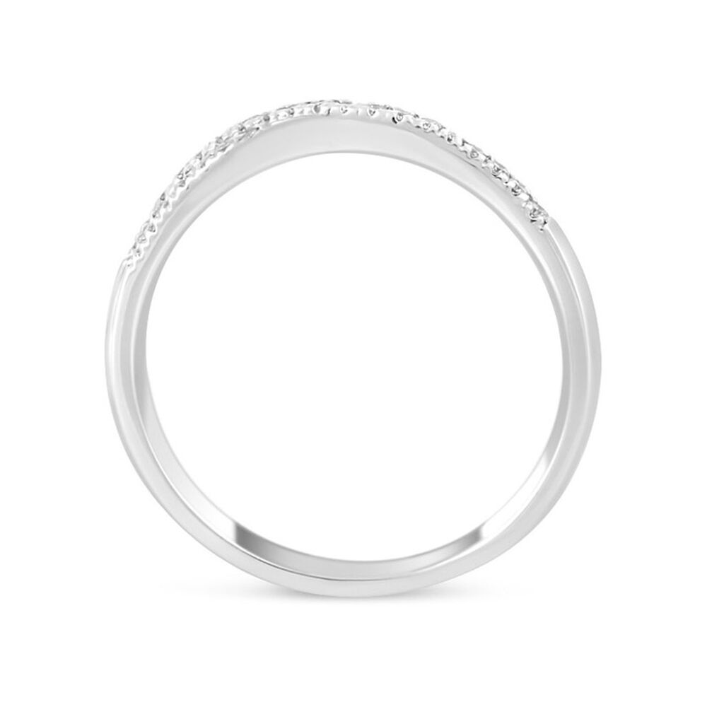 Ladies' 18ct White Gold 0.17 Carat Diamond Crossover Shaped Wedding Ring image number 2