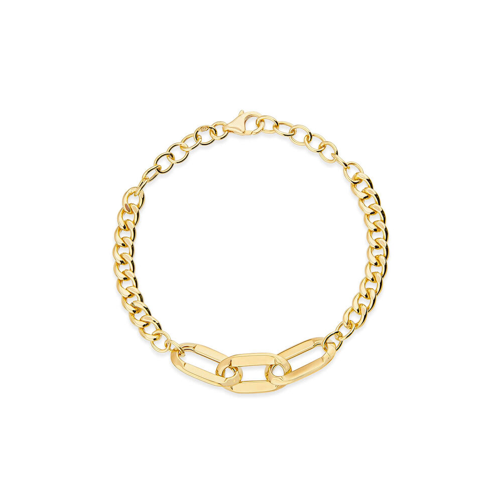 9ct Yellow Gold Oval Centre Links Chain Bracelet image number 0
