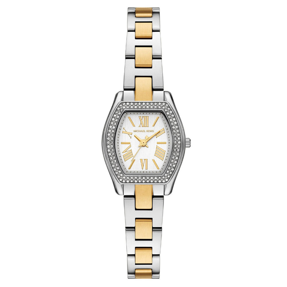 Michael Kors Chelsea 25x24mm Silver Dial Two Tone Stainless Steel Bracelet Watch