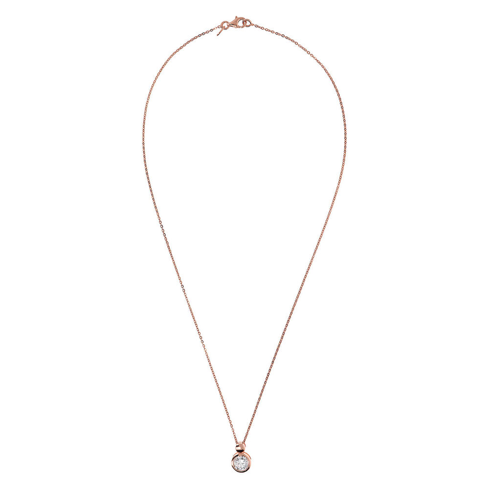 Bronzallure 18ct Rose Gold Plated Cubic Zirconia Necklace