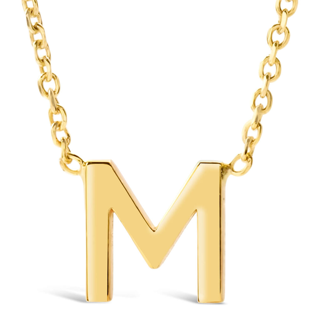 9 Carat Yellow Gold Petite Initial M Necklet