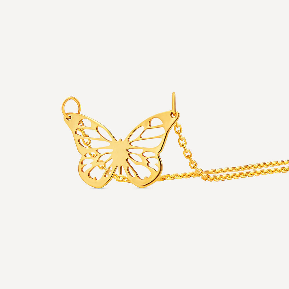 9ct Yellow Gold Small Polished Butterfly Necklet image number 2