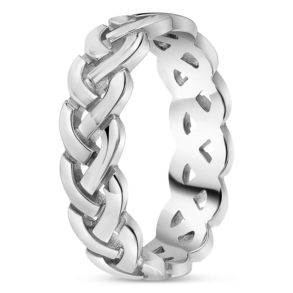 Sterling Silver Polished Woven Celtic Knot Men's Ring image number 3