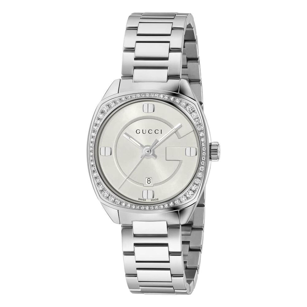 Pre-Owned Gucci G-Frame 29mm White Dial Stainless Steel Bracelet Watch