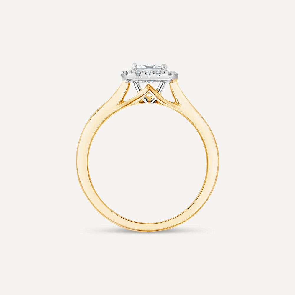 Tulip Setting 18ct Yellow Gold 0.50ct Princess Halo Diamond Ring image number 3