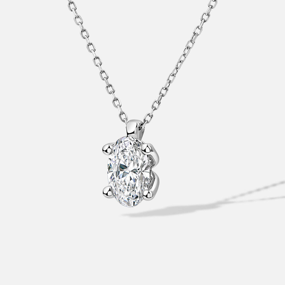 Born 9ct White Gold 1.00ct Lab Grown Oval Diamond Pendant