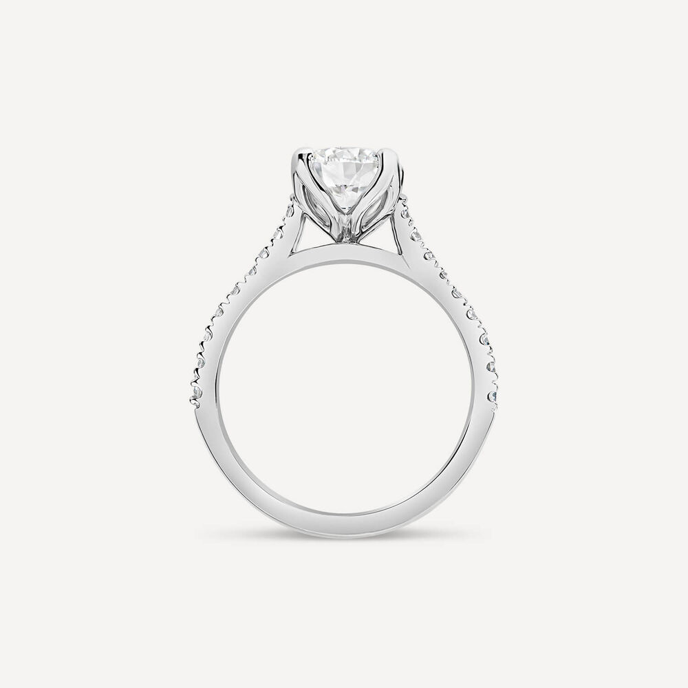 Born Platinum Lab Grown 1.40ct Round Brilliant Solitaire & Diamond Sides Ring image number 3