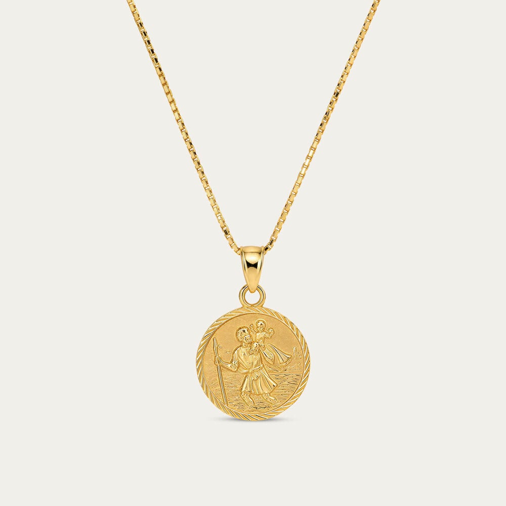 Yellow Gold Plated Sterling Silver St Christopher Medal Pendant