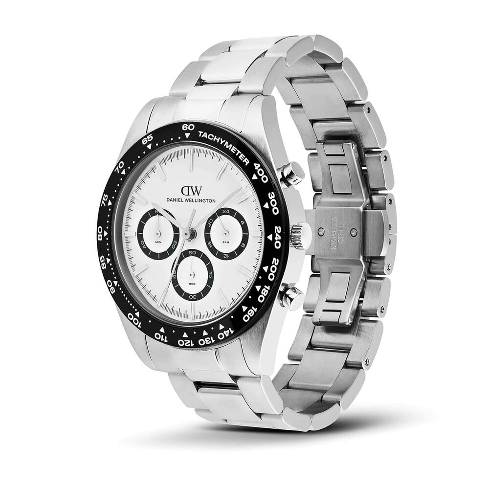 Daniel Wellington Iconic Tachymeter 42mm White Dial Stainless Steel Bracelet Watch