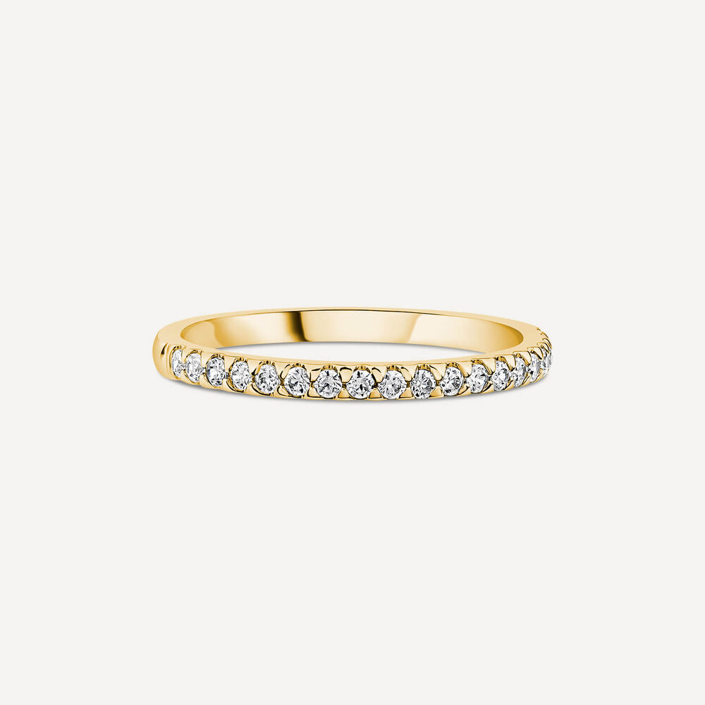 9ct Yellow Gold 1.7mm 0.15ct Diamond Traingle Claw Wedding Ring image number 2