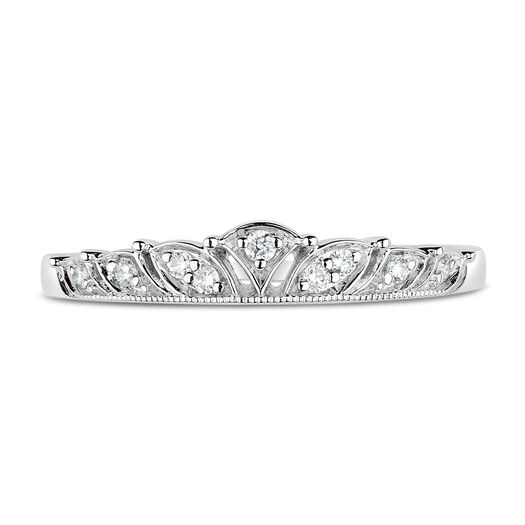 9ct White Gold Antique-Style 0.06ct Diamond Set Wedding Ring